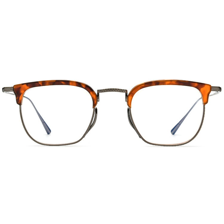 Half-Rim Square Acetate Titanium Optical Glasses Frame - MCROONS - front view