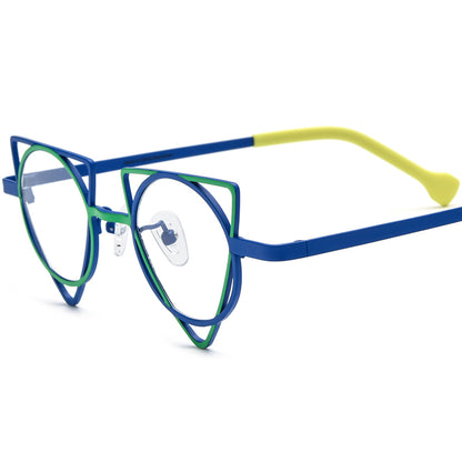Asymmetric Titanium Optical Glasses Frame Fashion - Green Blue - MCROONS
