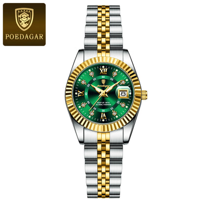 Poedagar 780 Women's Luxury Quartz Watch – Stainless Steel Band, Waterproof, Luminous, Date