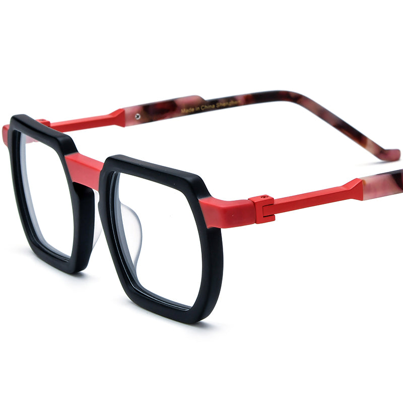 Matte Acetate Square Optical Glasses Frame Multicolour - Matte Black - MCROONS