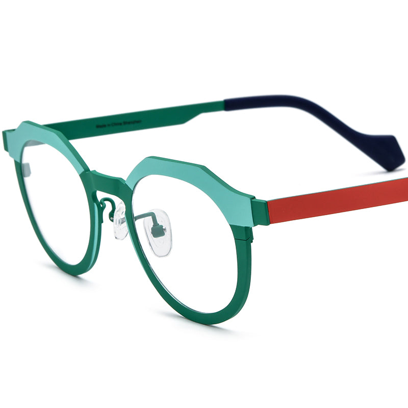 Colourful Titanium Cat Eye Optical Glasses Frame - Matte Cyan Green Frame - MCROONS