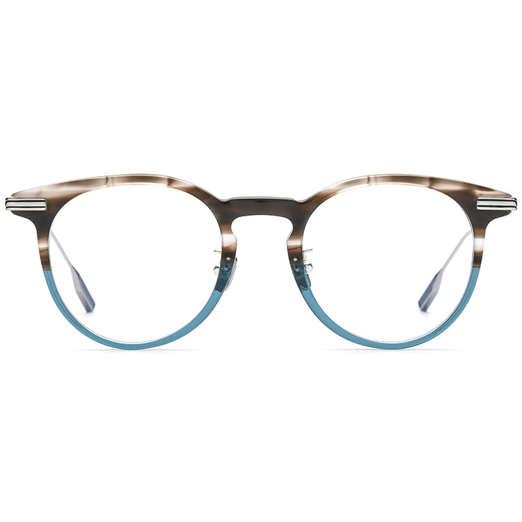 Two-Tone Acetate Titanium Round Glasses Frame - MCROONS - front view