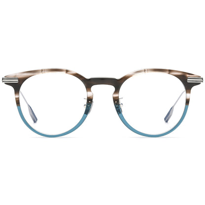 Two-Tone Acetate Titanium Round Glasses Frame - MCROONS - front view