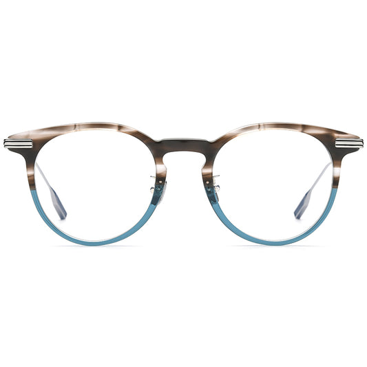 Two-Tone Acetate Titanium Round Glasses Frame - MCROONS - front view