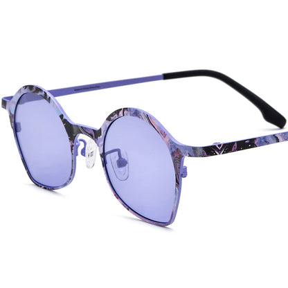 Vintage Titanium Cat Eye Polarised Sunglasses - Purple Purple Lens - MCROONS