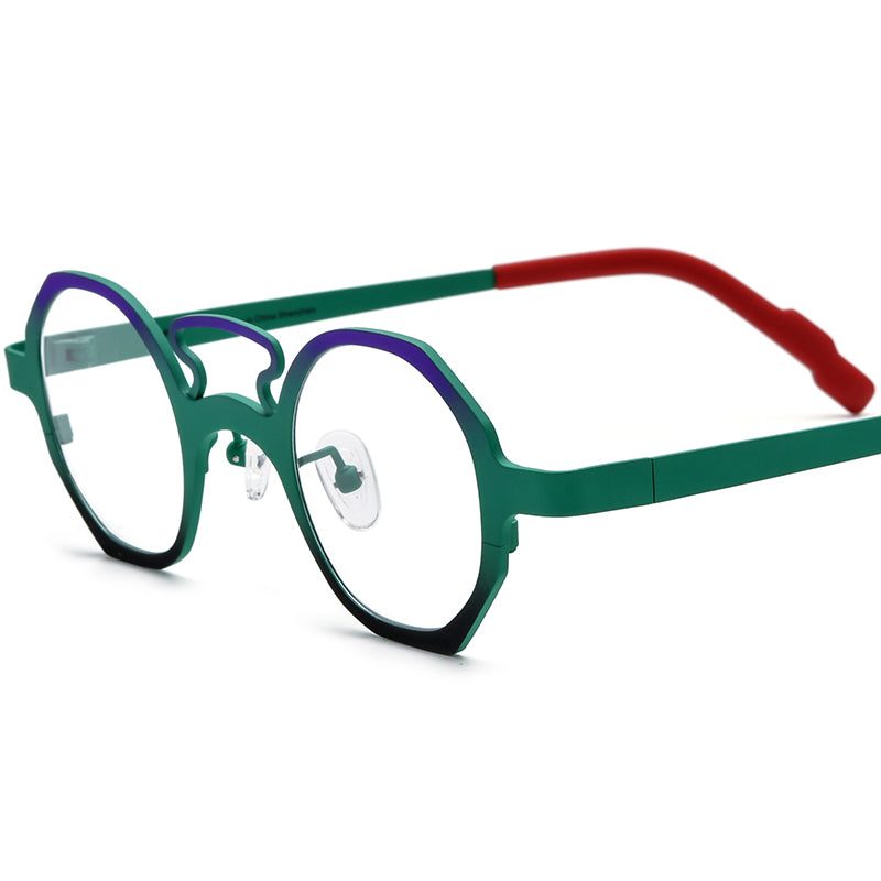 Matte Titanium Polygon Optical Glasses Frame - Matte Green - MCROONS