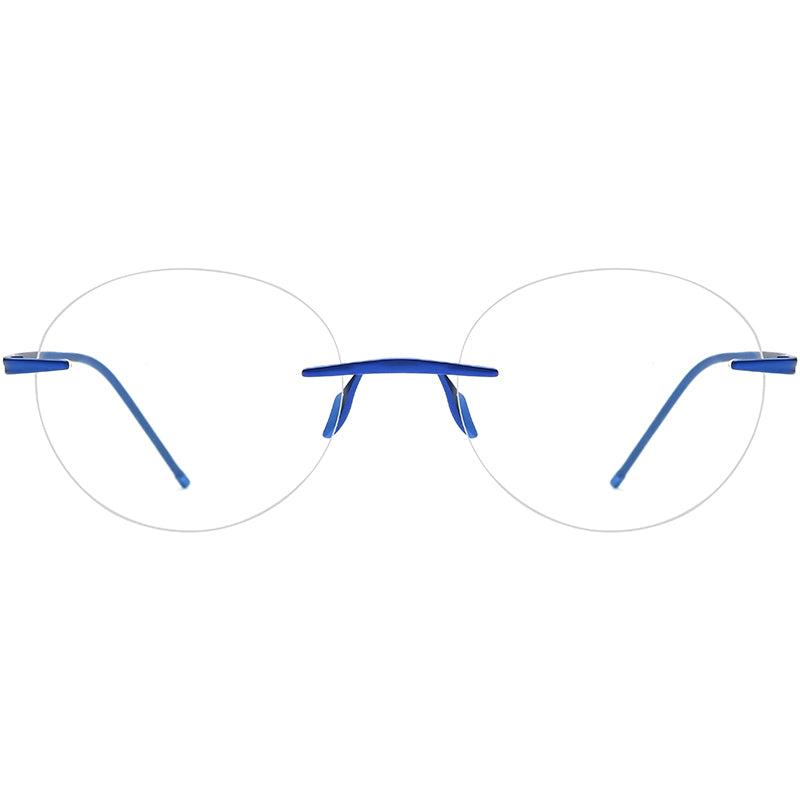 Rimless Titanium Round Optical Glasses Frame - MCROONS - Front View