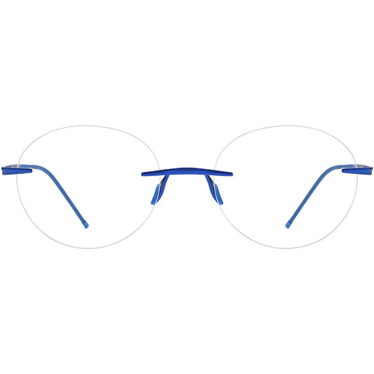 Rimless Titanium Round Optical Glasses Frame - MCROONS - Front View