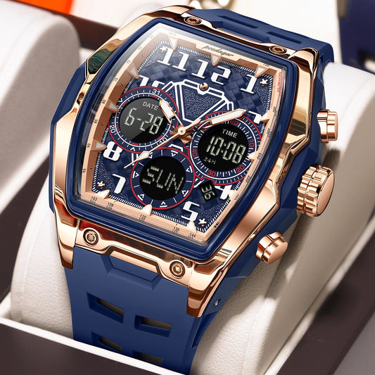 Poedagar 636 Men's Luxury Chronograph Quartz Watch – Silicone Strap, Waterproof, Luminous, Date