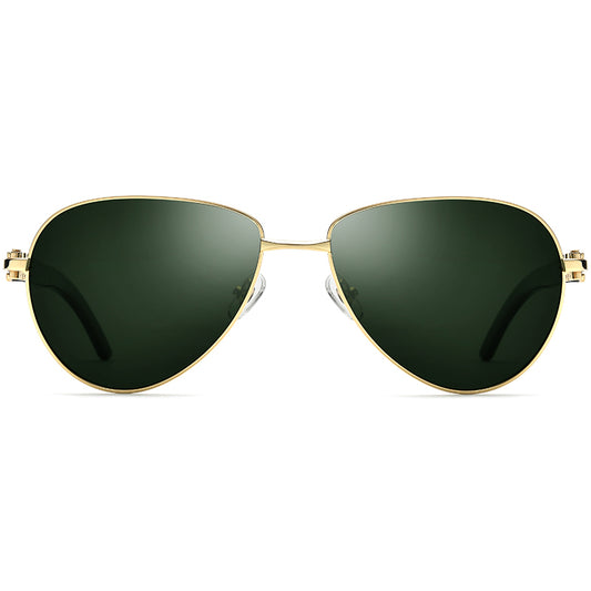 Buffalo Horn Aviator Sunglasses - Green - MCROONS