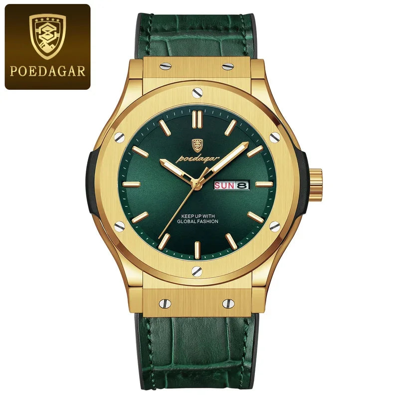 Poedagar 952 Men's Luxury Quartz Watch – Silicone Strap, Waterproof, Luminous, Date