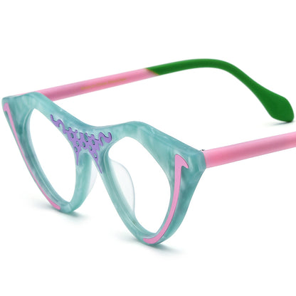 Matte Acetate Cat Eye Optical Glasses Frame Retro - Light Green - MCROONS