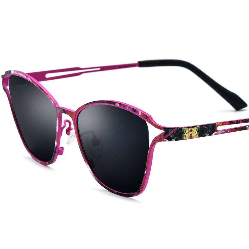 Colorful Titanium Cat Eye Sunglasses - Pink - MCROONS