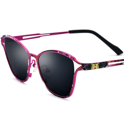 Colorful Titanium Cat Eye Sunglasses - Pink - MCROONS