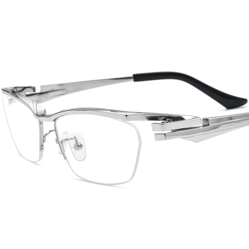 Designer Lightweight Square Titanium Optical Glasses - Silver - MCROONS