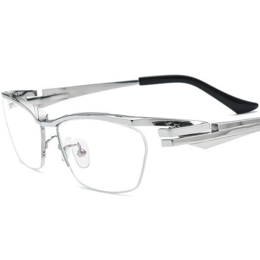 Designer Lightweight Square Titanium Optical Glasses - Silver - MCROONS