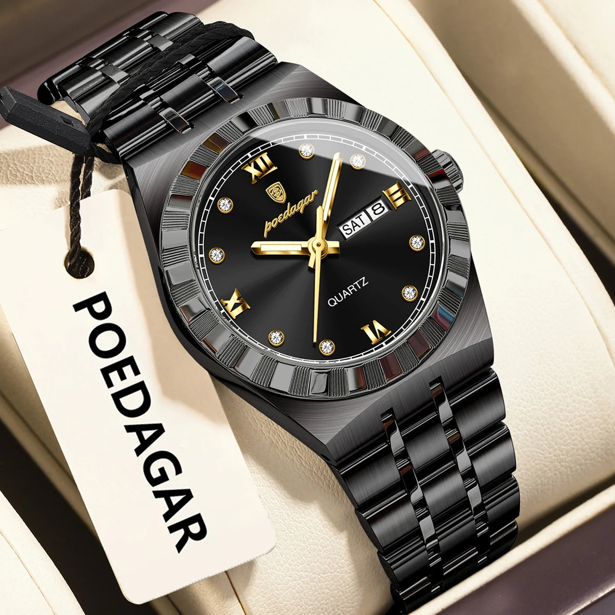 Poedagar 794 Women's Luxury Quartz Watch – Stainless Steel Band, Waterproof, Luminous, Date