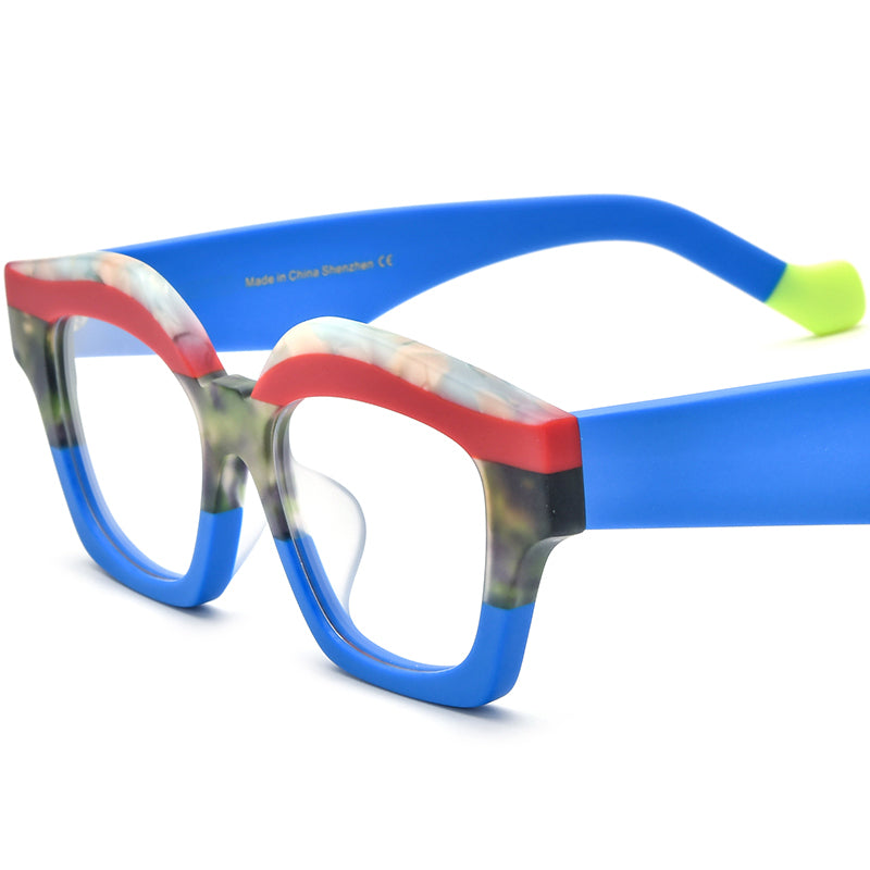 Big Size Cat Eye Acetate Optical Glasses Frame - Matte Blue - MCROONS