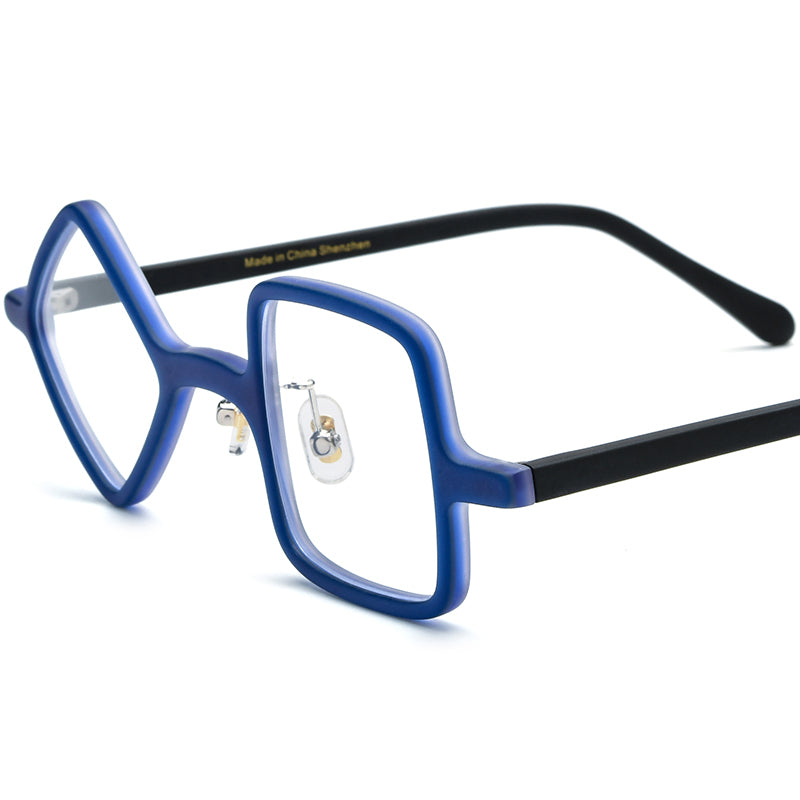 Matte Acetate Geometric Optical Glasses Frame Vintage - Matte Blue - MCROONS