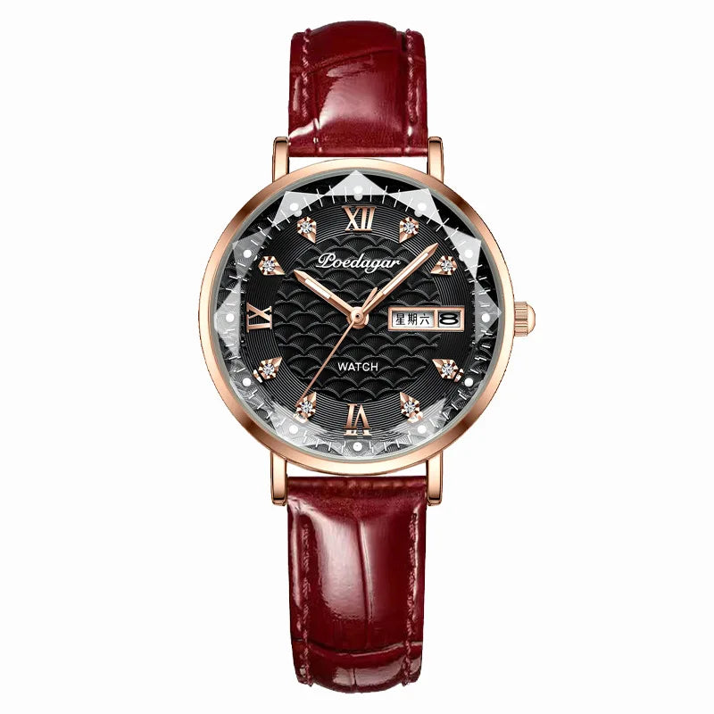 Poedagar 3011 Women's Luxury Quartz Watch – Stainless Steel Band, Waterproof, Luminous, Date