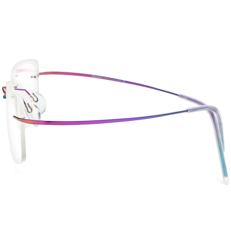 Rimless Titanium Square Optical Glasses Frame - MCROONS - side view