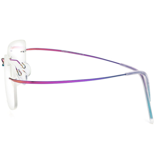 Rimless Titanium Square Optical Glasses Frame - MCROONS - side view