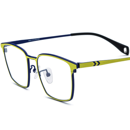 Colourful Titanium Square Optical Glasses Frame - Blue Yellow - MCROONS