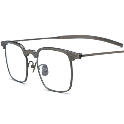 Titanium Square Optical Glasses Frame Retro Big Size - Gray - MCROONS