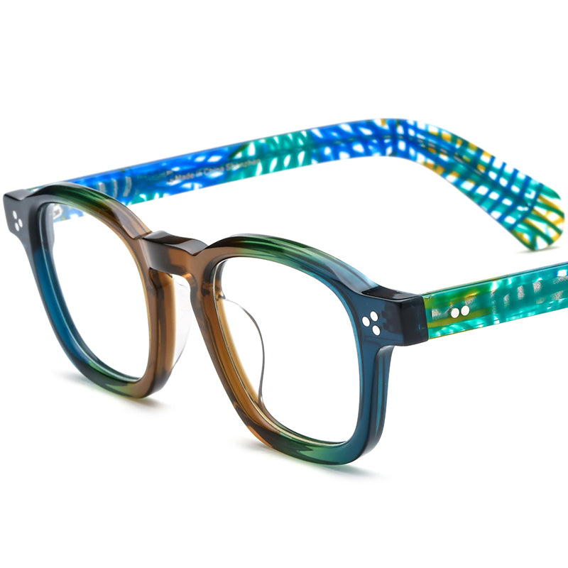 Vintage Retro Acetate Square Optical Glasses - Green - MCROONS