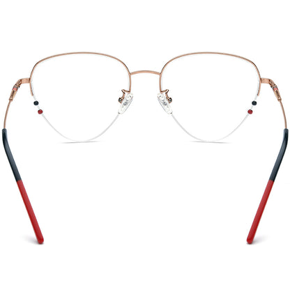 Oversized Cat Eye Titanium Optical Glasses Frame - MCROONS - Rose Gold back view