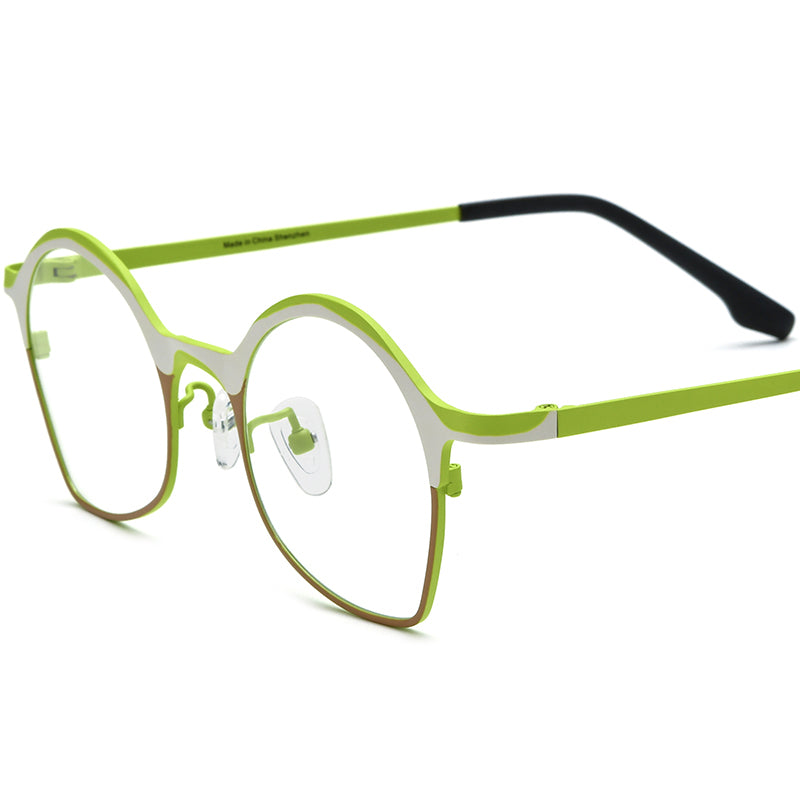 Colourful Titanium Cat Eye Optical Glasses - White Brown - MCROONS