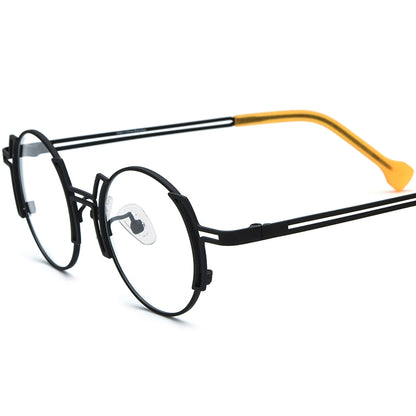 Two-Tone Titanium Round Optical Glasses Frame - Black - MCROONS