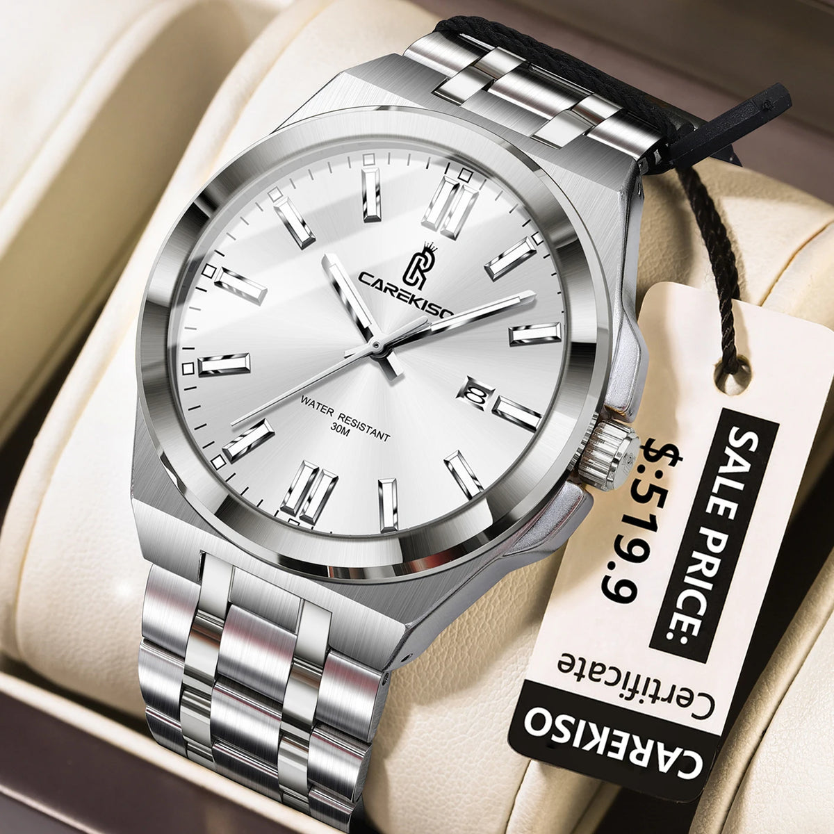 Poedagar C106 Men's Luxury Quartz Watch – Stainless Steel Band, Waterproof, Luminous, Date