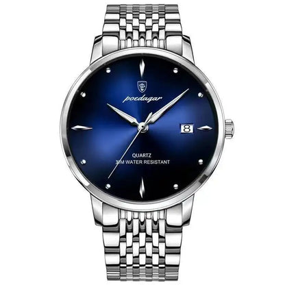 Poedagar 868 Men's Luxury Quartz Watch – Stainless Steel Band, Waterproof, Luminous, Date