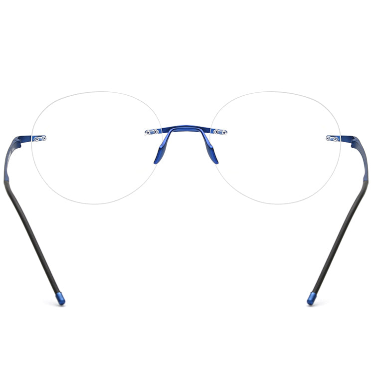Rimless Titanium Round Optical Glasses Frame - MCROONS - Back View
