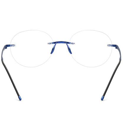 Rimless Titanium Round Optical Glasses Frame - MCROONS - Back View