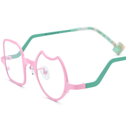 Colourful Titanium Irregular Optical Glasses Frame - Matte Pink Frame - MCROONS