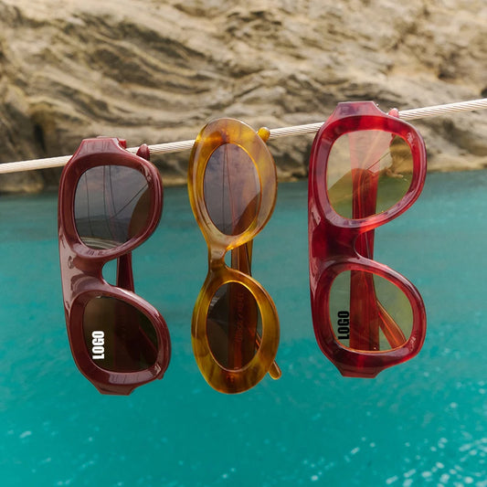 MCROONS Candy Oval Acetate Sunglasses — UV400 CR39 Lens, Unisex