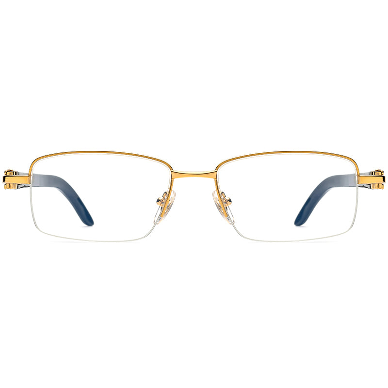 Half-Rim Square Buffalo Horn Optical Frame - MCROONS - Black front view