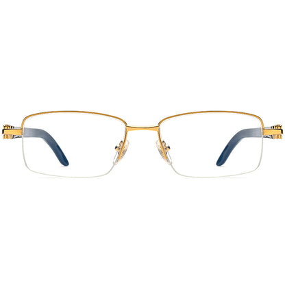 Half-Rim Square Buffalo Horn Optical Frame - MCROONS - Black front view