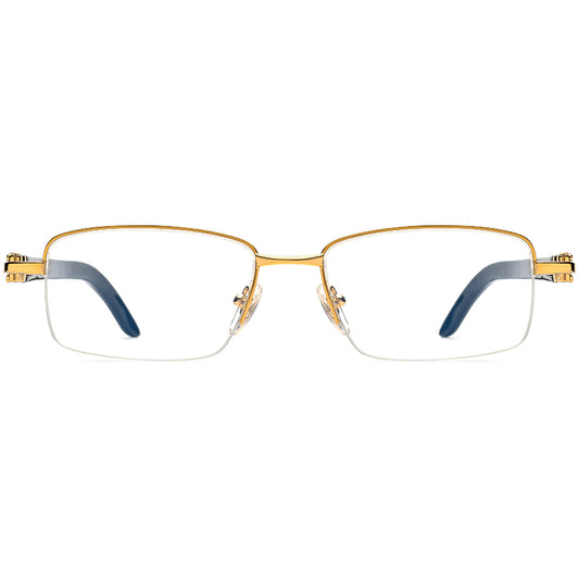 Half-Rim Square Buffalo Horn Optical Frame - MCROONS - Black front view