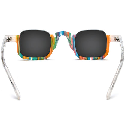 Multicolour Acetate Square Sunglasses Retro - MCROONS - back view