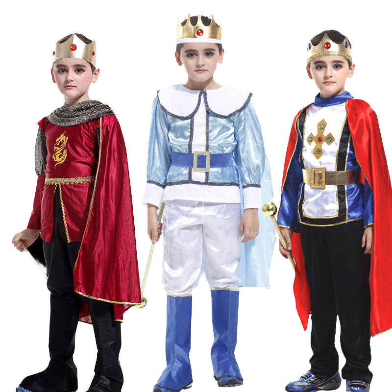 Little Prince King boys Halloween costume by MCROONS featuring a regal crown and royal attire for kids.