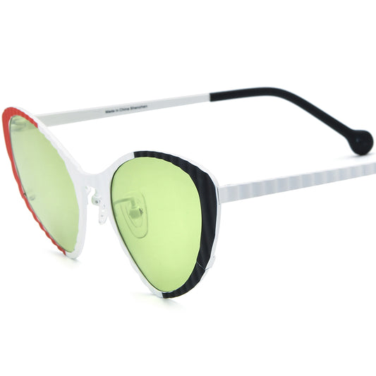 Vintage Cat Eye Polarized Titanium Sunglasses - White - MCROONS
