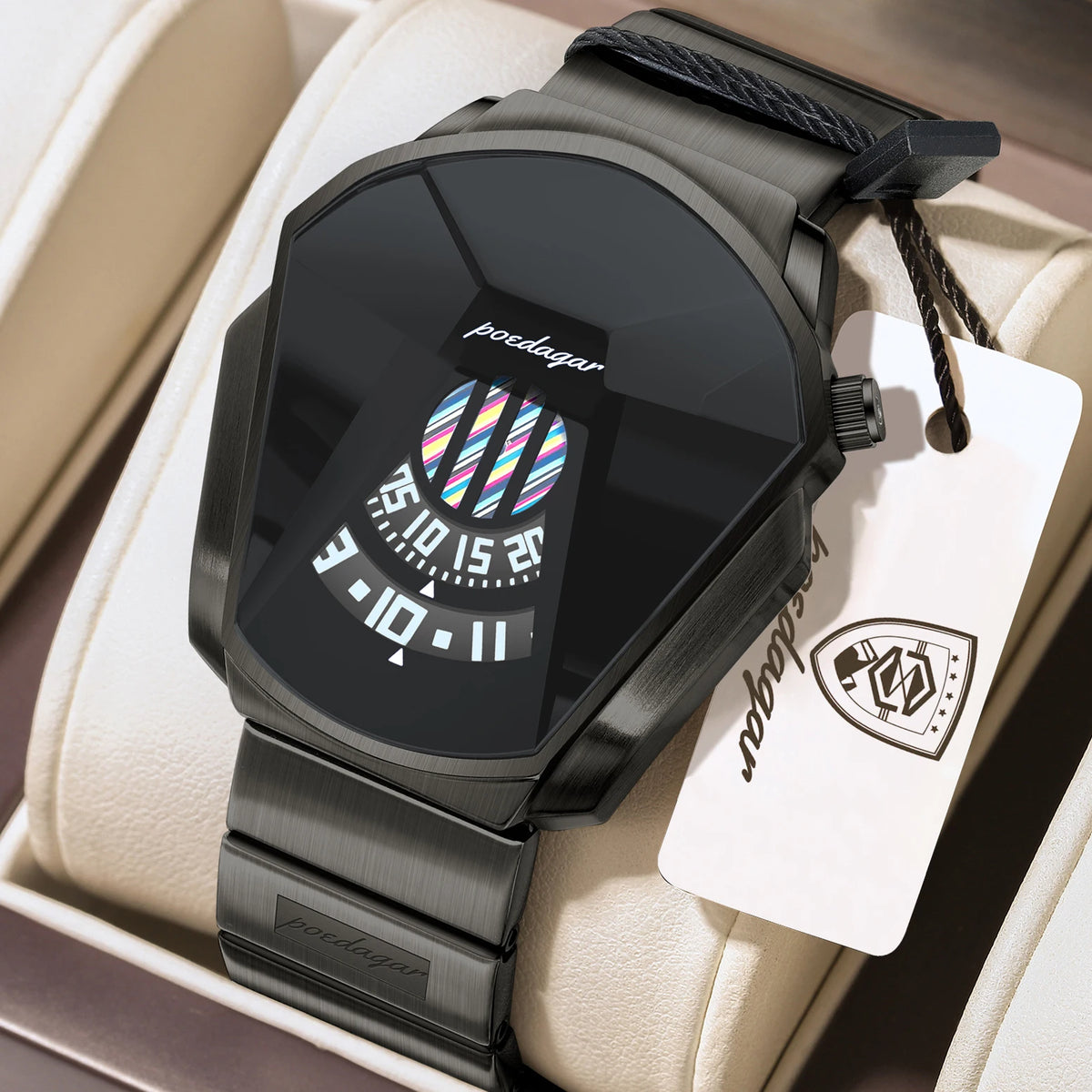 Poedagar 621 Men's Luxury Quartz Watch – Stainless Steel Band, Waterproof