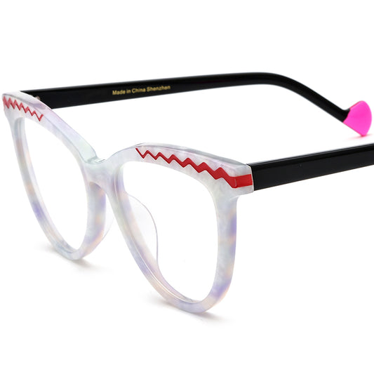 Retro Cat Eye Optical Glasses Frame - White - MCROONS