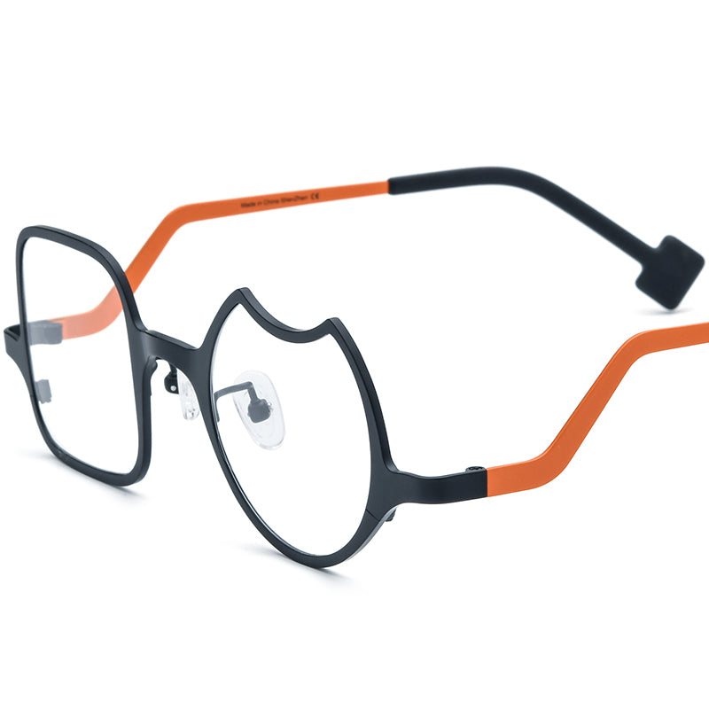 Colourful Titanium Irregular Optical Glasses Frame Retro - Matte Black - MCROONS