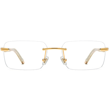Rimless Square Buffalo Horn Optical Glasses Frame - MCROONS - front view