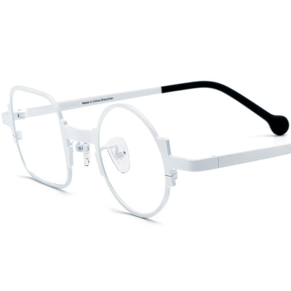 Asymmetric Titanium Square Round Optical Glasses Designer - White - MCROONS