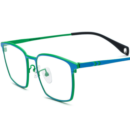 Colourful Titanium Square Optical Glasses Frame - Green Blue - MCROONS
